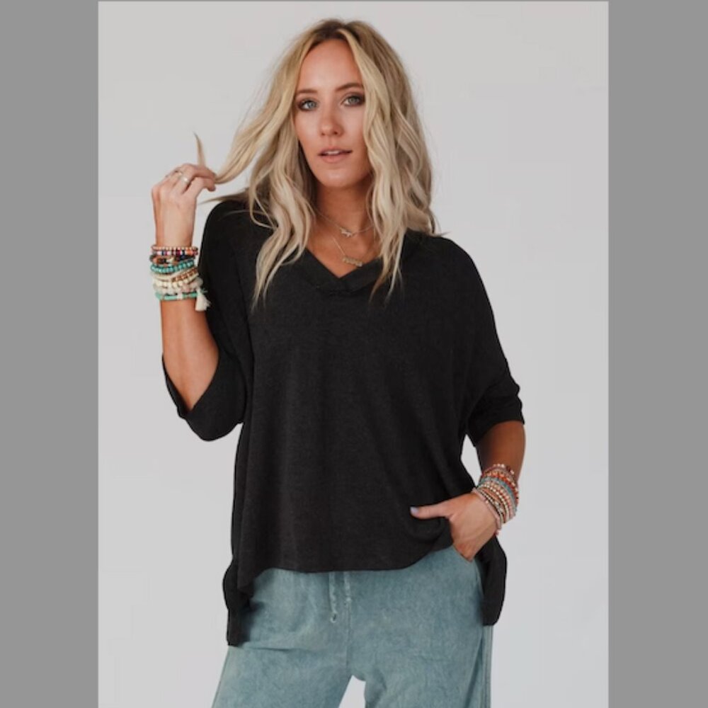 Three Bird Nest Ribbed V-Neck Essential Tee